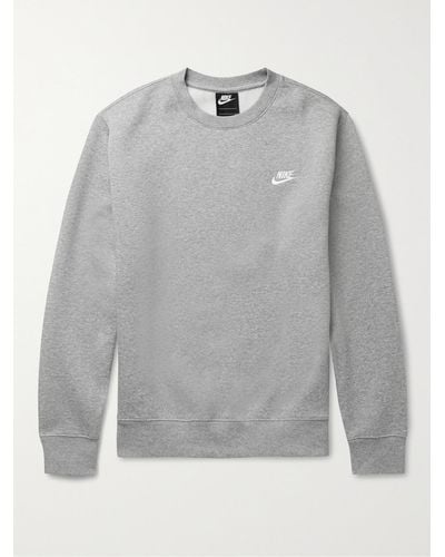 Nike Logo-embroidered Cotton-blend Jersey Sweatshirt - Grey