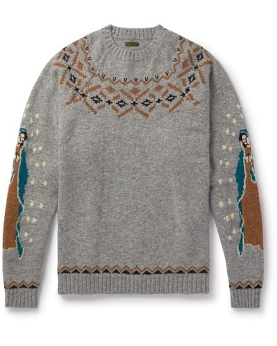 Kapital Intarsia Wool Sweater - Gray