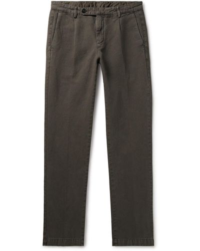 Massimo Alba Ionio2 Straight-leg Pleated Cotton And Hemp-blend Gabardine Pants - Gray