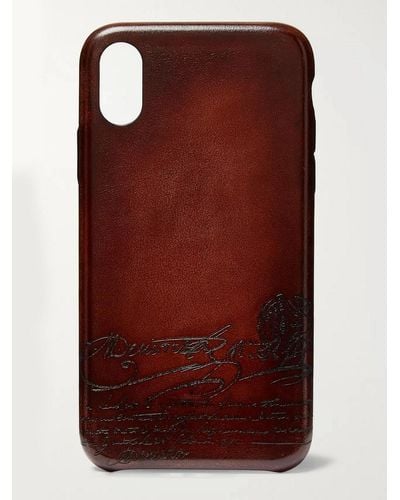 Berluti Native Union Scritto Leather Iphone Xs Case - Red