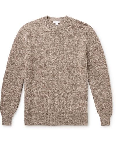 Sunspel Ribbed Wool Sweater - Gray