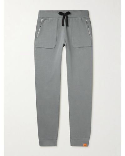 Aspesi Slim-fit Tapered Garment-dyed Cotton-jersey Sweatpants - Grey