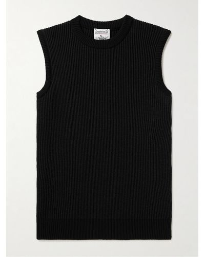 S.N.S. Herning Veritas Ribbed Wool Sweater Vest - Black