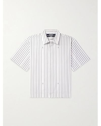 Jacquemus Cutaway-collar Logo-print Striped Cotton-poplin Shirt - White