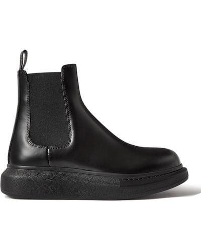 Alexander McQueen Hybrid Leather Chelsea Boots - Black