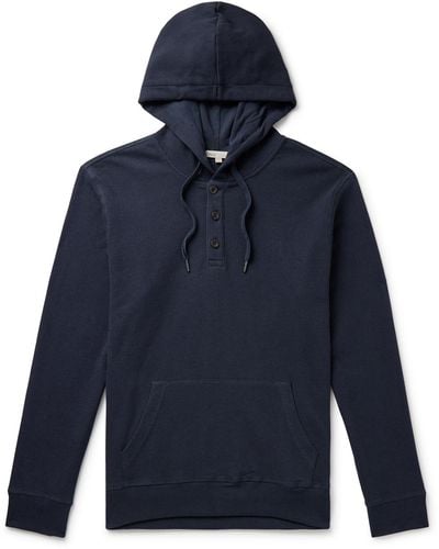 Onia Waffle-knit Cotton-blend Hoodie - Blue