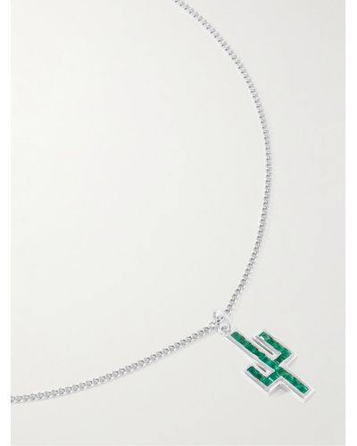 Miansai Everett Williams Collana in argento con pendente in onice - Bianco