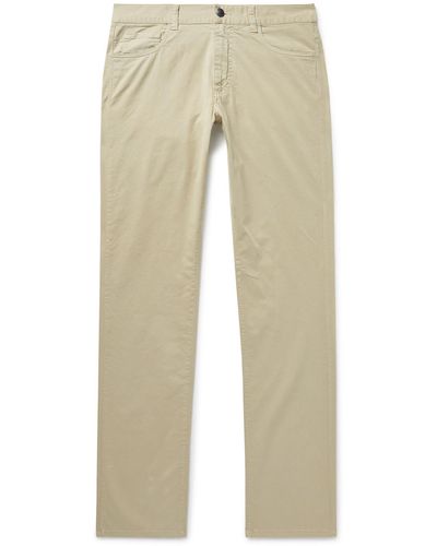 Canali Straight-leg Stretch-cotton Twill Pants - Natural