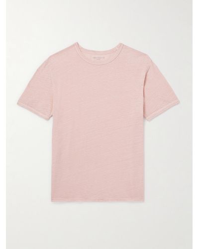 Officine Generale T-Shirt aus einer Leinenmischung in Stückfärbung - Pink