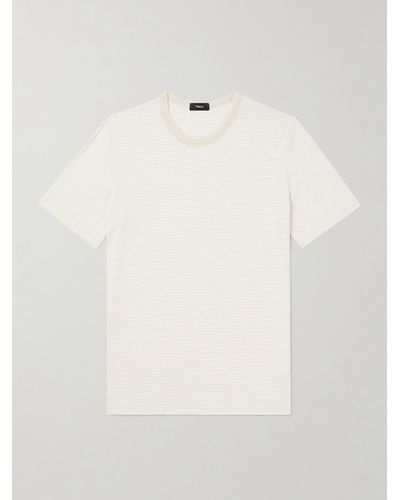 Theory Essential Striped Cotton-jersey T-shirt - White
