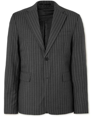 mfpen Pinstriped Wool Suit Jacket - Black