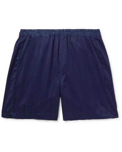 CDLP Home Satin-trimmed Lyocell-twill Pajama Shorts - Blue