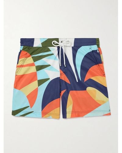 Richard James Straight-leg Mid-length Printed Recycled Swim Shorts - Blue