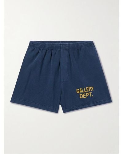 GALLERY DEPT. Zuma Straight-leg Logo-print Cotton-jersey Shorts - Blue