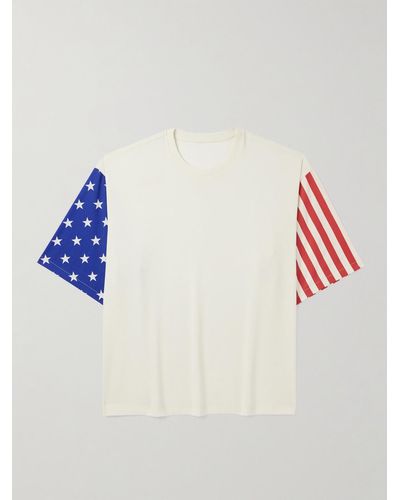 4SDESIGNS T-shirt oversize in lana Super 100s con stampa e logo ricamato - Bianco