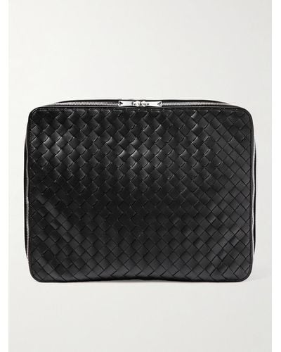 Bottega Veneta Organizer per valigia in pelle con motivo Intrecciato - Nero