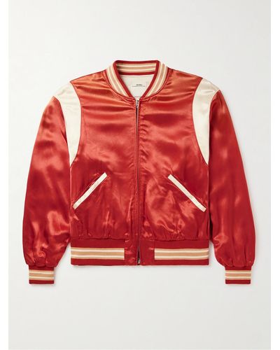 Visvim Douglas Satin Bomber Jacket - Red