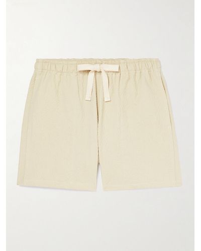 Howlin' Holidays Straight-leg Cotton-blend Seersucker Drawstring Shorts - Natural