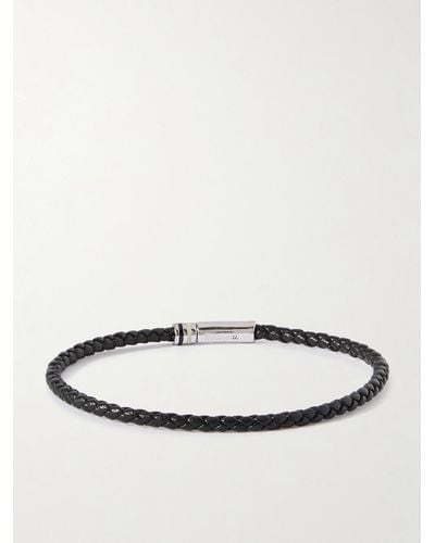 Miansai Juno Braided Leather And Silver Bracelet - White