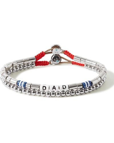 Roxanne Assoulin Dad Set Of Two Silver-tone And Enamel Beaded Bracelets - Red