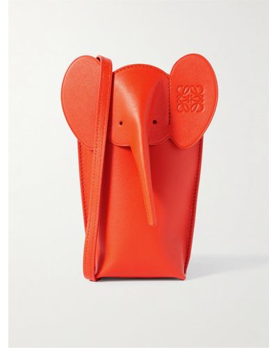 Loewe Elephant Pocket Umhängetasche aus Leder - Rot