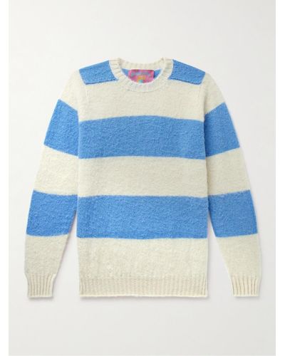 Howlin' Shaggy Bear Striped Brushed-wool Sweater - Blue
