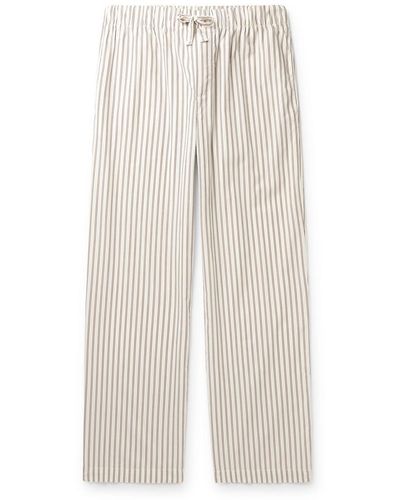 Tekla Striped Organic Cotton-poplin Pajama Pants - White
