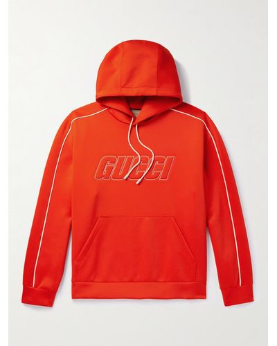 Gucci Hoodie aus Satin mit Logoprägung - Rot