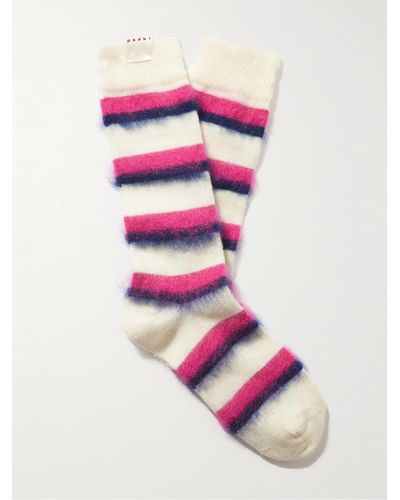 Marni Striped Cotton-blend Socks - Pink