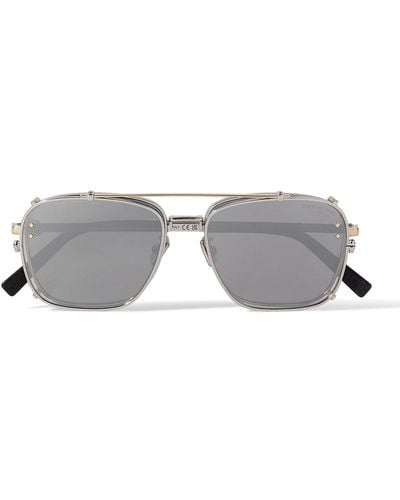 Dior Cd Diamond S4u Aviator-style Silver-tone Sunglasses - Gray