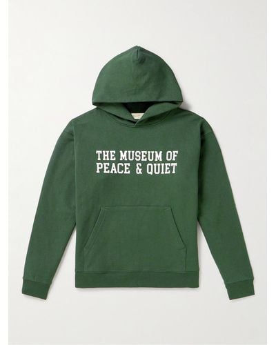 Museum of Peace & Quiet Campus Logo-print Cotton-jersey Hoodie - Green