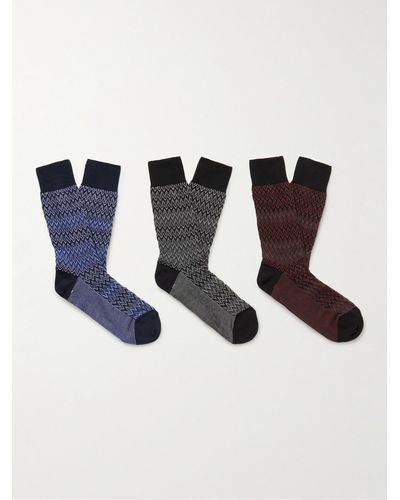Missoni Three-pack Cotton-jacquard Socks - Black