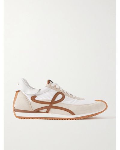 Loewe Paula's Ibiza Flow Runner Leather-trimmed Suede And Shell Trainers - Natural