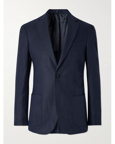 MR P. Unstructured Linen Suit Jacket - Blue