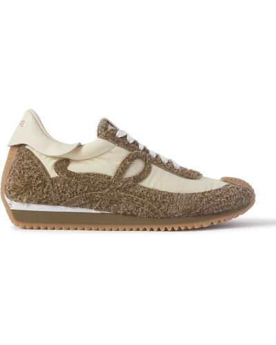 Loewe Flow Runner Leather-trimmed Brushed-suede And Nylon Sneakers - Brown