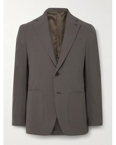 Caruso Aida Super 150s Wool And Silk-blend Seersucker Suit Jacket - Grey