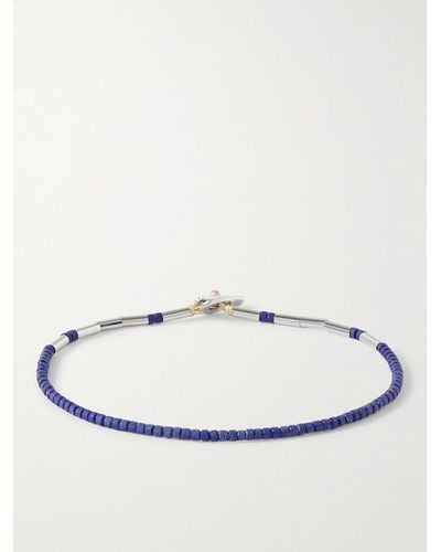 Miansai Kiran Silver Lapis Lazuli Beaded Bracelet - White