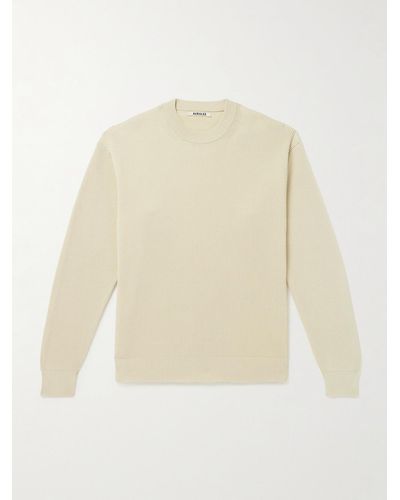 AURALEE Ribbed Cotton Sweater - Natural