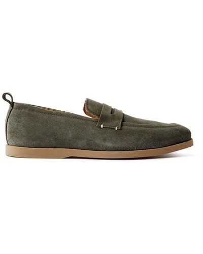 MR P. Regenerated Suede By Evolo® Penny Loafers - Green
