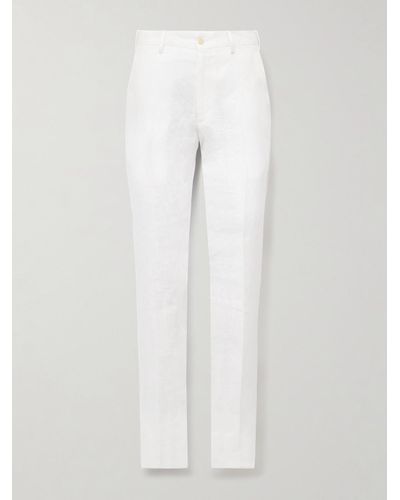 Anderson & Sheppard Straight-leg Linen Trousers - White