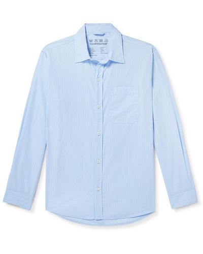 mfpen Distant Striped Cotton Shirt - Blue