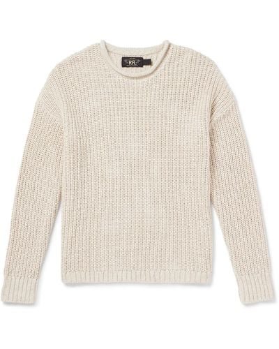 RRL Ribbed Linen And Cotton-blend Sweater - White