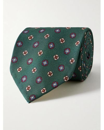 Rubinacci Krawatte aus bedrucktem Seiden-Twill - Grün