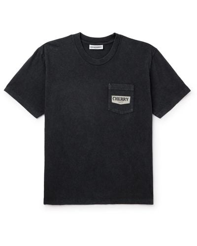 CHERRY LA Soaring Eagle Garment-dyed Logo-print Cotton-jersey T-shirt - Black
