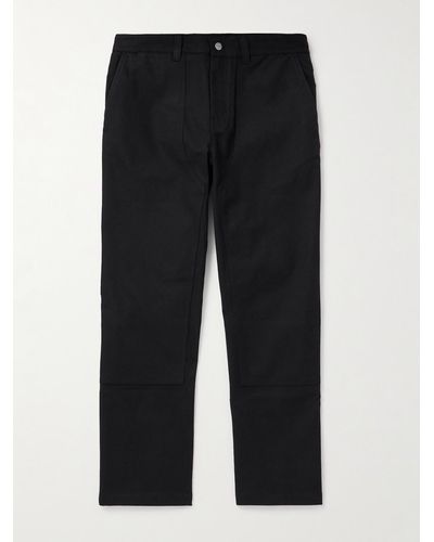 Saturdays NYC Morris Wide-leg Brushed Cotton-blend Twill Trousers - Black