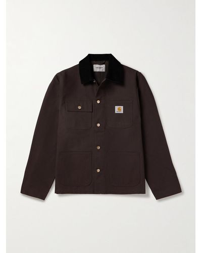 Carhartt Overshirt in tela di cotone biologico con finiture in velluto a coste Michigan - Nero