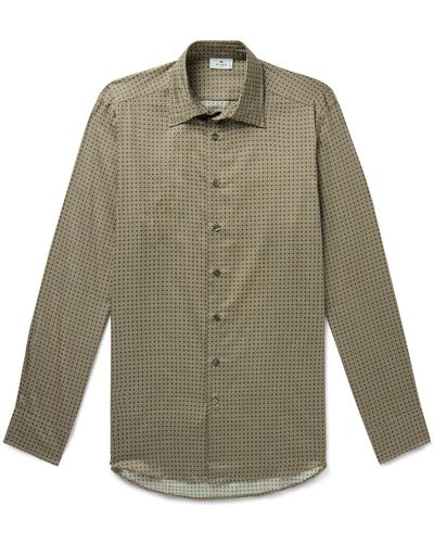 Etro Slim-fit Printed Cotton Shirt - Green