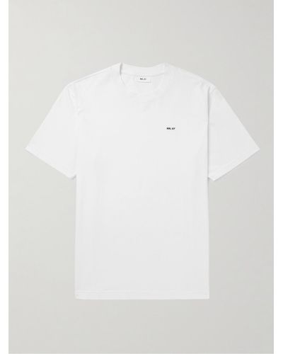 NN07 T-shirt in jersey di cotone Pima con logo ricamato Adam - Bianco