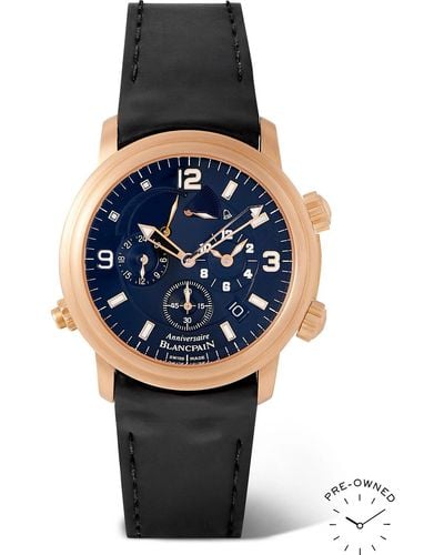 Blancpain Pre-owned 2010 Leman Gmt Automatic Chronograph 40mm 18-karat Rose Gold And Rubber Watch - Black