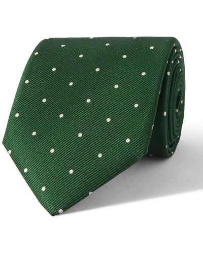 Dunhill 8cm Polka-dot Mulberry Silk-twill Tie - Green